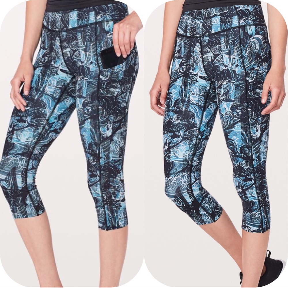 NWT LULULEMON ETERNAL WAVE FAST AND FREE CROP BLUE - Picture 2 of 5